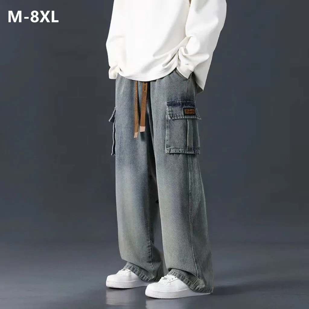 

Мужские свободные джинсы 6XL 7XL 8XL, прямые брюки карго, джинсовые штаны, популярные большие размеры 5XL, в стиле хип-хоп, ковбойские, уличные, мужские спортивные штаны