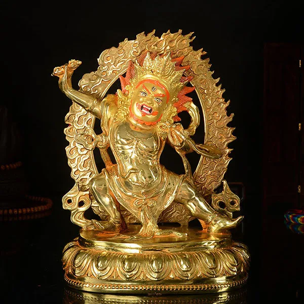 Wholesale Buddha 25CM HOME Talisman efficacious Tibetan Buddhism KAIGUANG Vajrapani gold figure copper statue