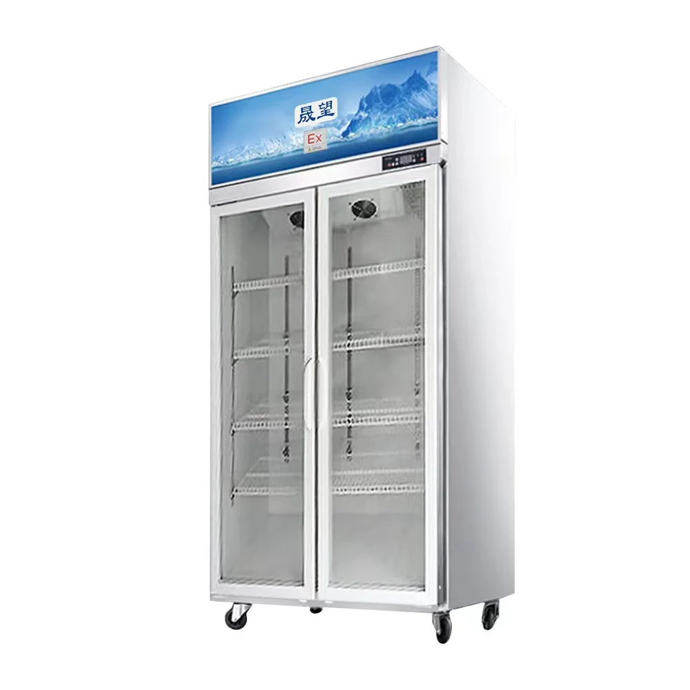 

Customizable glass door display refrigerator glass vending container double zone beer beverage cabinet