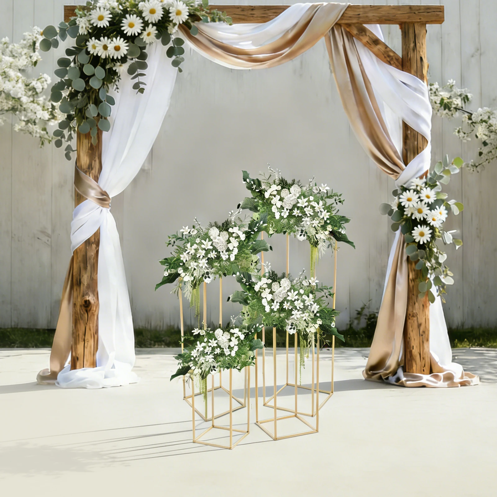 

4PCS Gold Column Flower Stands, 40-100cm Metal Pillars, Wedding Party Balloon & Floral Display Decor