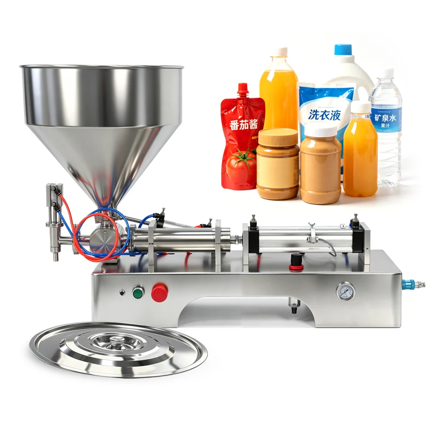 Food Grade Stainless Steel Liquid Paste Filling Machine 3-200ml Semi Automatic Pneumatic Filler With 30L Hopper