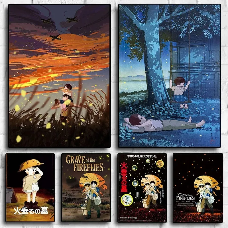 Grave of the Fireflies Poster Modern Miyazaki Hayao Classic Anime Movie Canvas Painting Wall Art Kids Room Home Decor