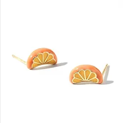 New Personality Creative Orange 925 Sterling Silver Jewelry Cute Fruit Epoxy Exquisite Popular Temperament Stud Earrings E218