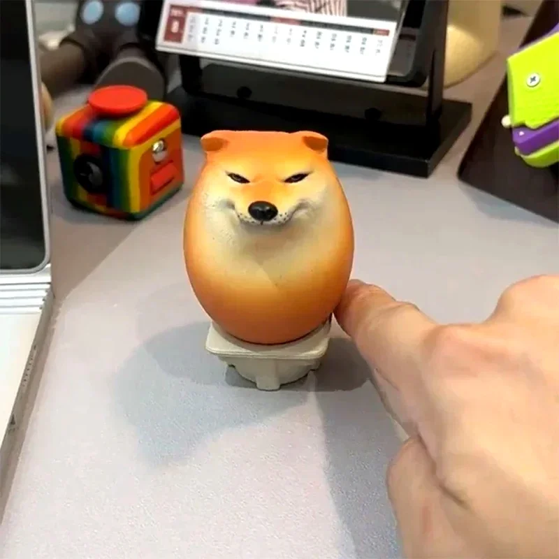 Cute Shiba Inu Egg Figurine Realistic Dog Statue Desktop Decoration for Home Office Xmas Gift