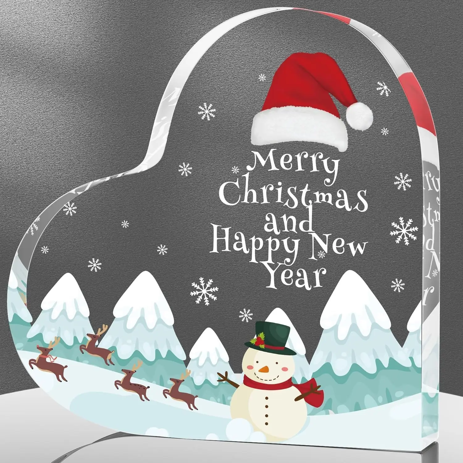 Christmas Indoor Decor inches, Acrylic Heart Shaped Gift, Christmas Table Office Desk Mantel Decor for Women Mom Girls Friends