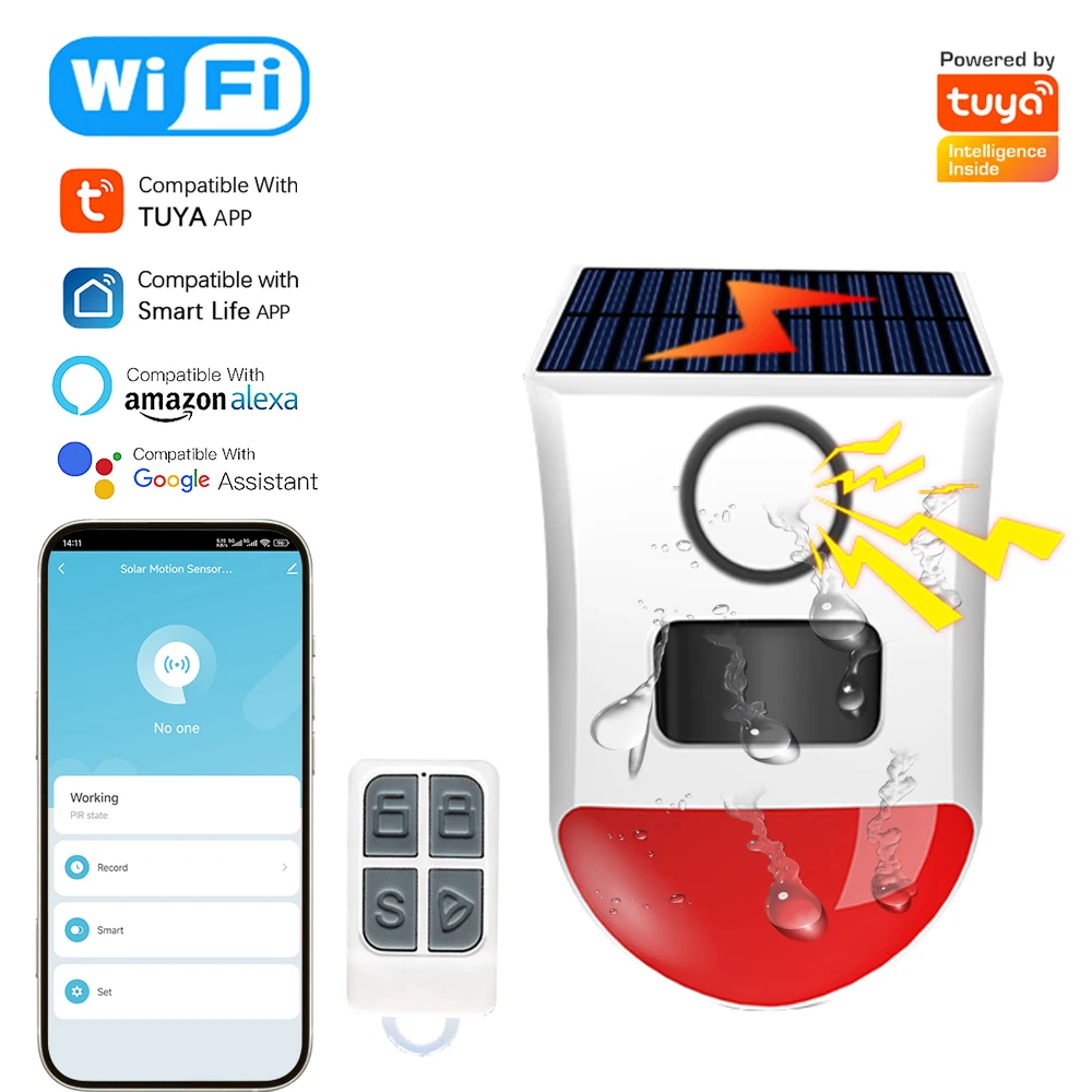 Tuya Smart WiFi инфракрасный датчик движения сигнализация на солнечной энергии открытый PIR детектор IP65 водонепроницаемый приложение удаленный монитор домашней безопасности