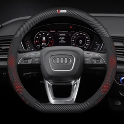 Carbon fiber Suede Leather Anti-slip Car Steering Wheel Cover For Audi Sline S3 S4 S5 S6 Q3 Q5 Q7 TT A3 A4 A5 A6 A7 RS3 RS4 RS5