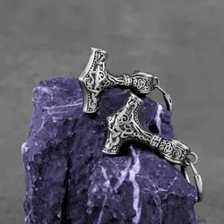 Fashion Viking Thor's Hammer Stud Earrings For Men Stainless Steel Punk Hip Hop Earrings Vintage Nordic Amulet Jewelry Wholesale