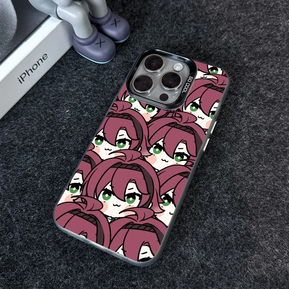 Cute Genshin Impacts Phone Case IMD Color Silver Shell For IPhone 16 15 14 13 12 Pro Max Plus