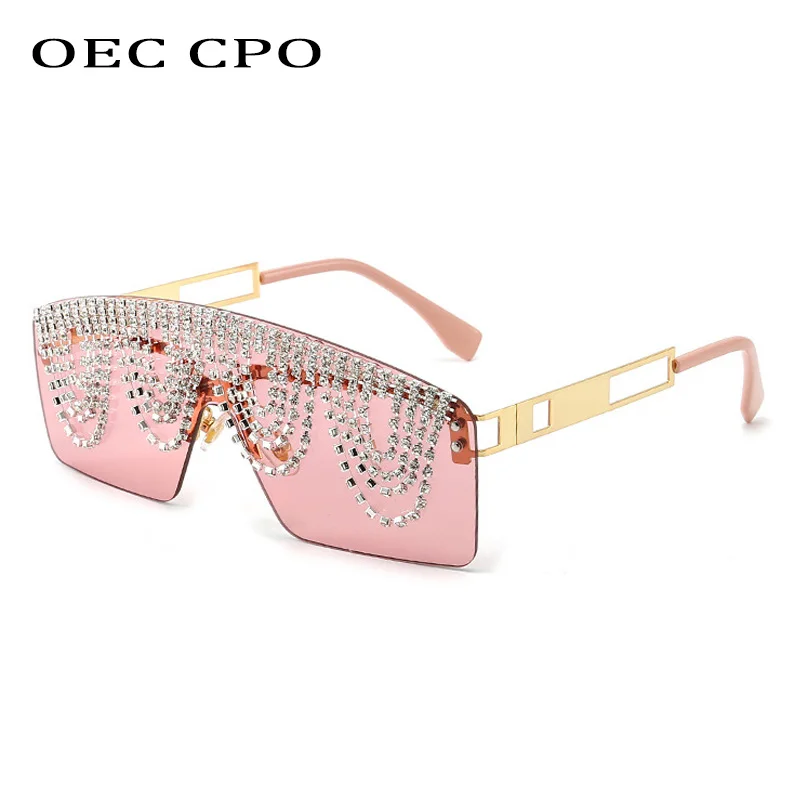 Diamonds One piece Sunglasses Women Goggle Oversized Luxury Rhinestone Sun Glasses Female UV400 Shades Shield Eyewear gafas sol