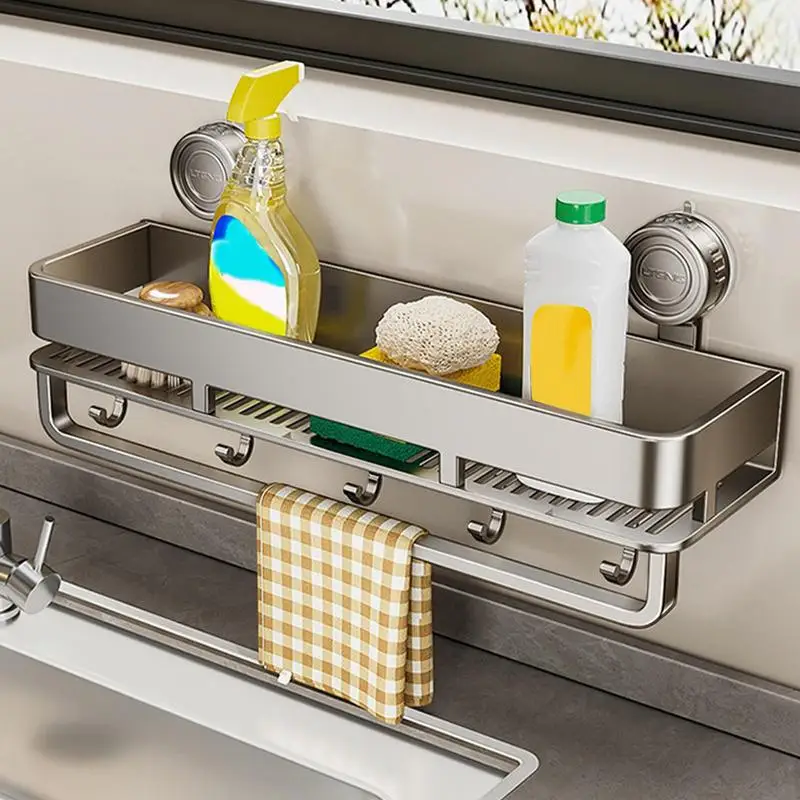 Suction cup bathroom storage rack, bathroom, home use, non perforated wall mounted bathroom, multifunctional storage