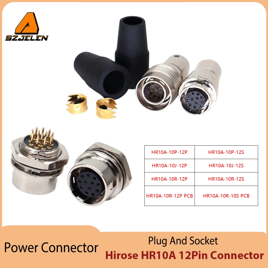 Hirose HR10A 12Pin Connector HR10A-10P-12S/HR10A-10J-12S LED Power cable connector,  Camera power cable Docking plug and socket