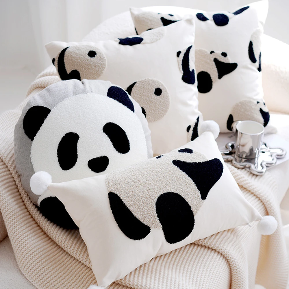 

Cute Panda Cushion Cover 45X45 Simple Jacquard Animal Decoration Living Room Sofa Bed Cushion Pillowcase Throw Pillow Covers