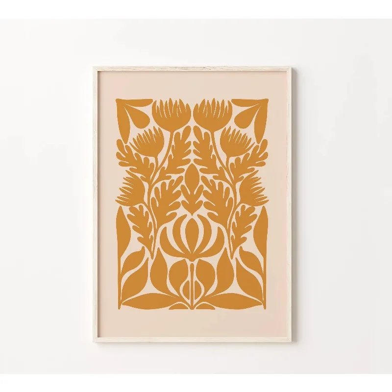 Minimalist Abstract Folk Art Prints, Colourful Bohemian Botanical Canvas Prints for Home, Bedroom, Living Room,Office,Decorat