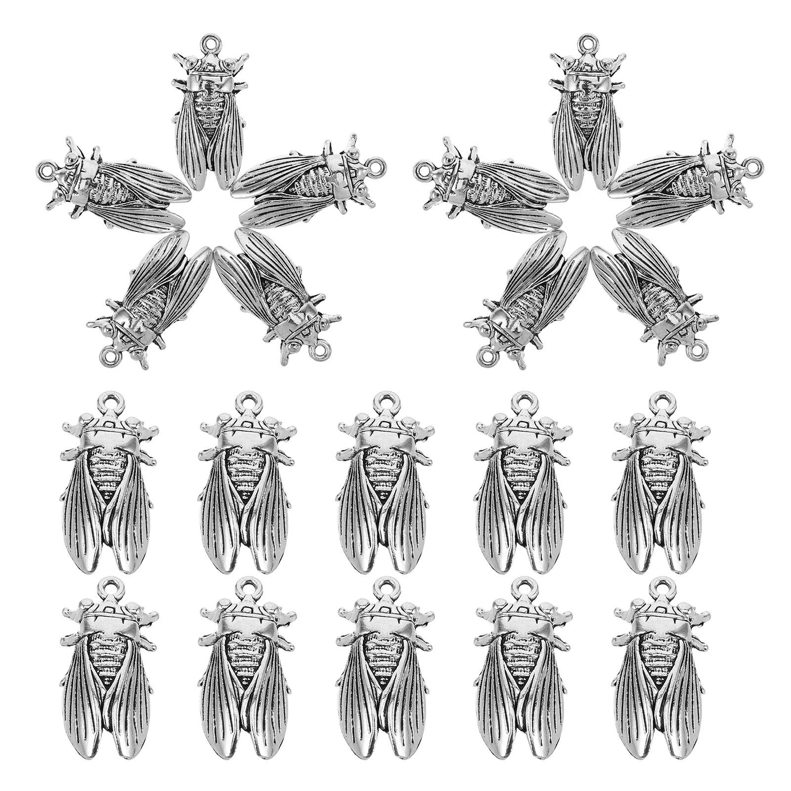 

20 Pcs Retro Insect Pendant Silver Charms Metal Antiqued Alloy Pendants