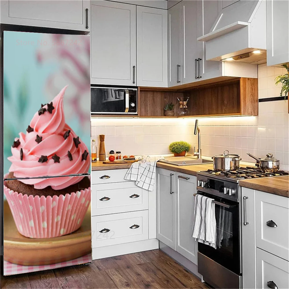 3D Marble Flower Fridge Stickers Door Cover Adhesive Refrigerator Wallpaper Vinyl Custom Freezer Film Decor Decal Mural Kitchen