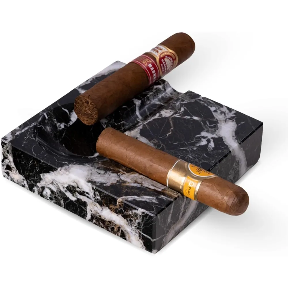 

Мраморная пепельница для сигар Dylan Zebra — две подставки, ветрозащитный дорожный карманный держатель для использования в помещении и на открытом воздухе