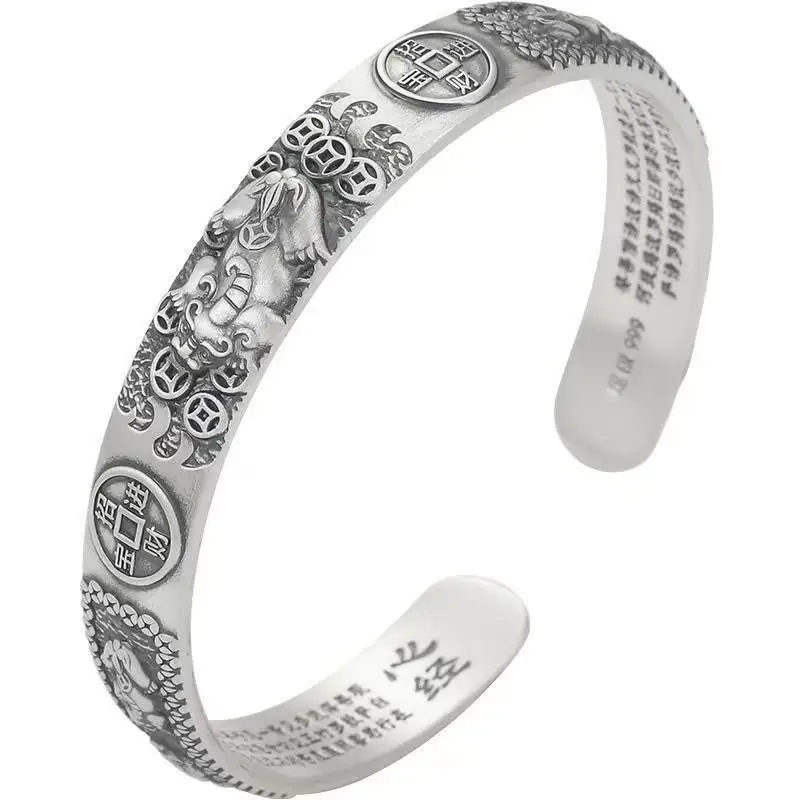 Men\\\'s Personalized Retro Ethnic Animal Pixiu Bangles Men Women Cuff Bracelets Casual Jewelry Gifts