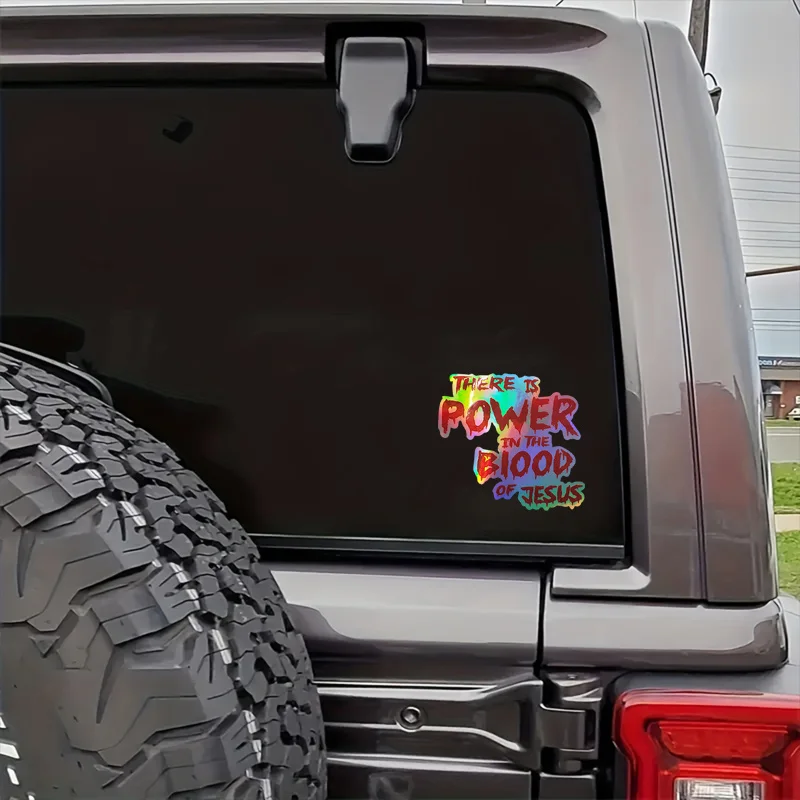 Blood of Jesus Holographic Sticker, Durable Self-Adhesive Religious Decal for Car, Motorcycle, Bicycle and Window