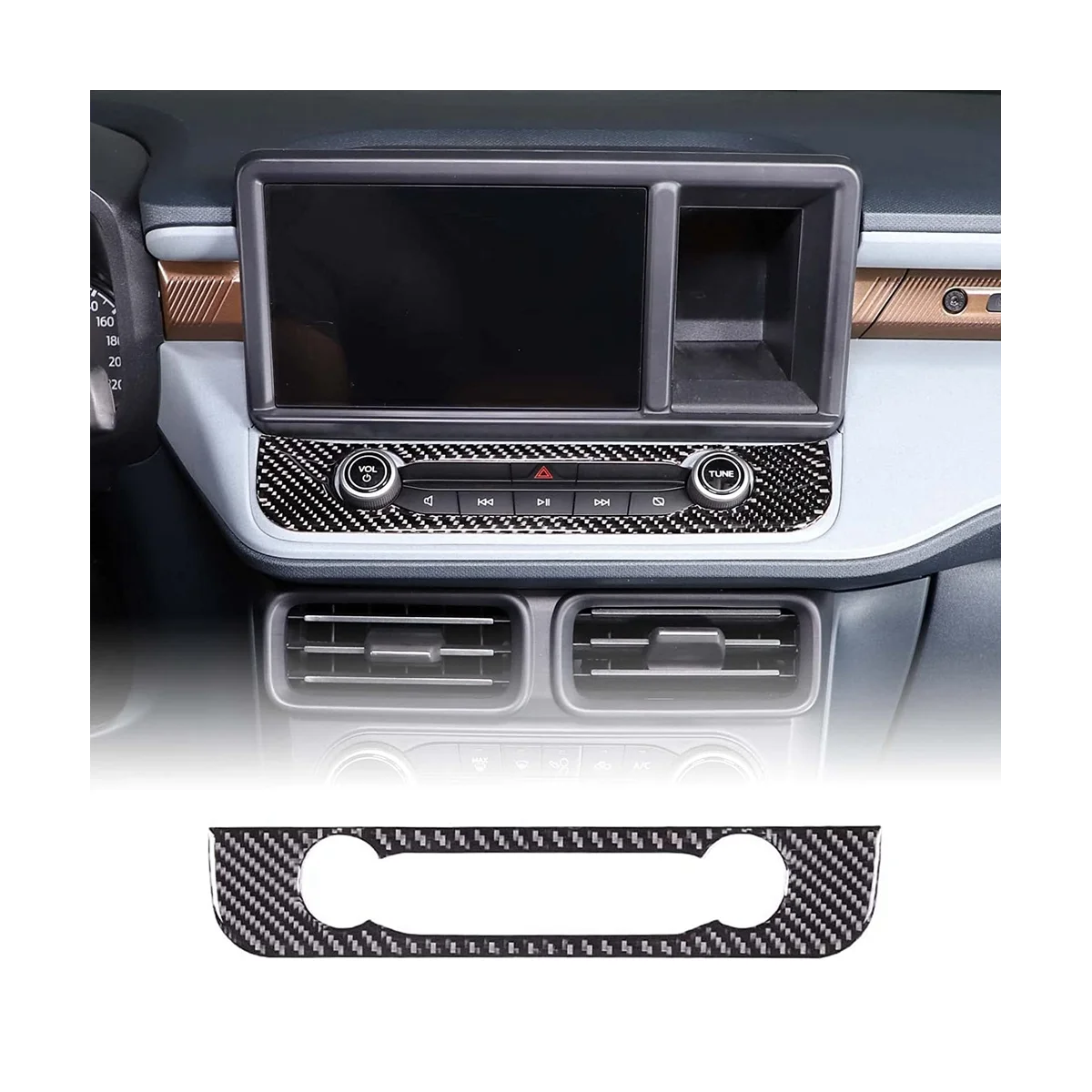 Central Control Multimedia Knob Button Frame Cover Trim for Ford Maverick 2022 2023 Accessories - Soft Carbon Fiber