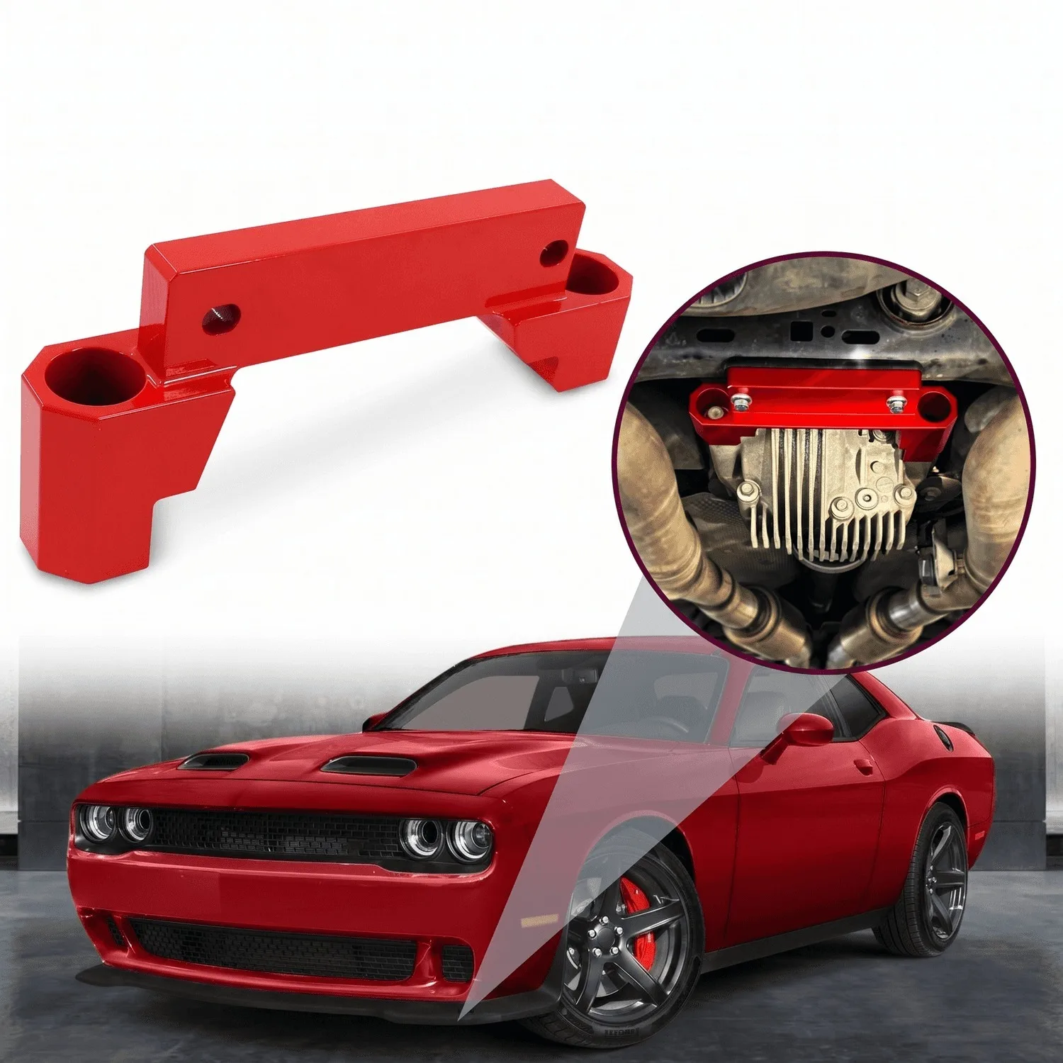 Car Modification Rear Differential Brace Anodized Red Billet Aluminum For 2015-2020 Challenger Charger Hellcat