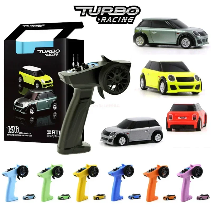 Turbo Racing Car Com Gyro Radio E Controle Remoto Para Crianças E Adultos 1:76 Drift Rc Brinquedos Proporcionais Completos Kit R