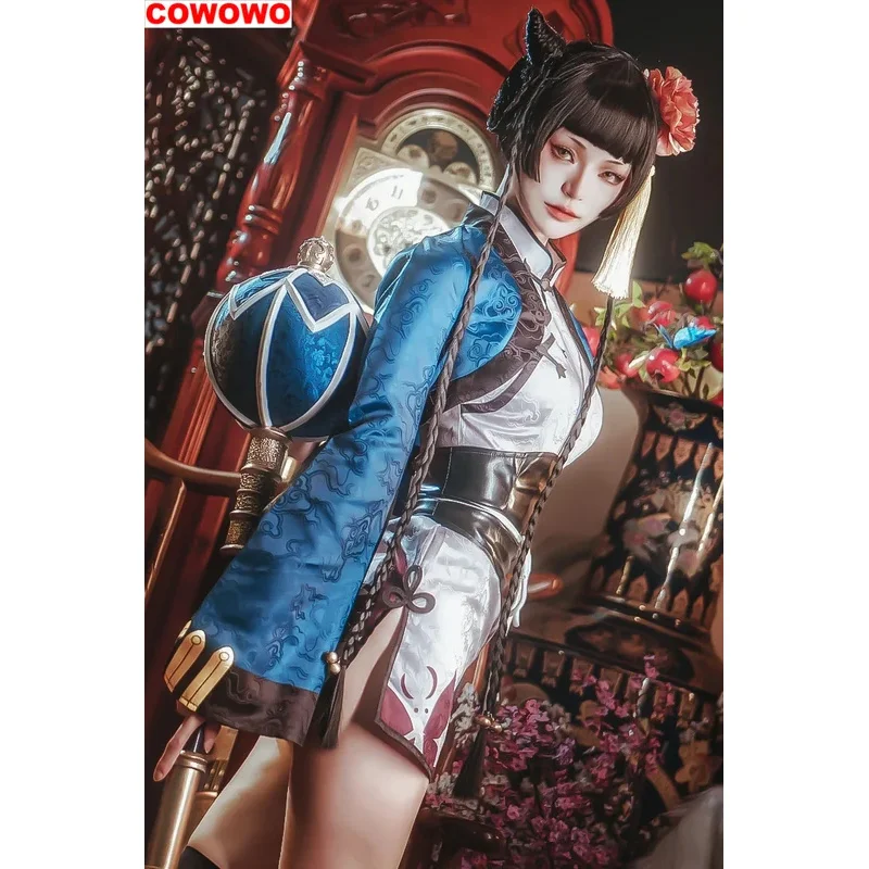 lili 123Black Butler Ciel Phantomhive Blue Cat Cheongsam Royal Sister Ladies Cosplay Costume Cos Game Anime Party Uniform Hallow