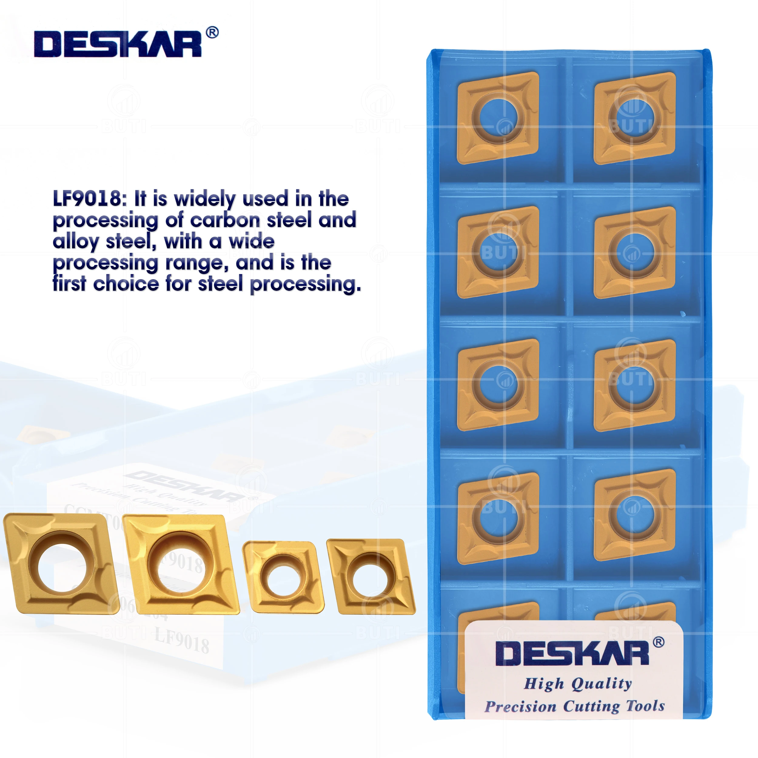 Deskar 100 Original Ccmt060204 Ccmt060208 Ccmt09t304 Ccmt09t308 Lf9018 Torno Cnc Turning Ferramenta Carbide Insert Cnc para Aço Parte