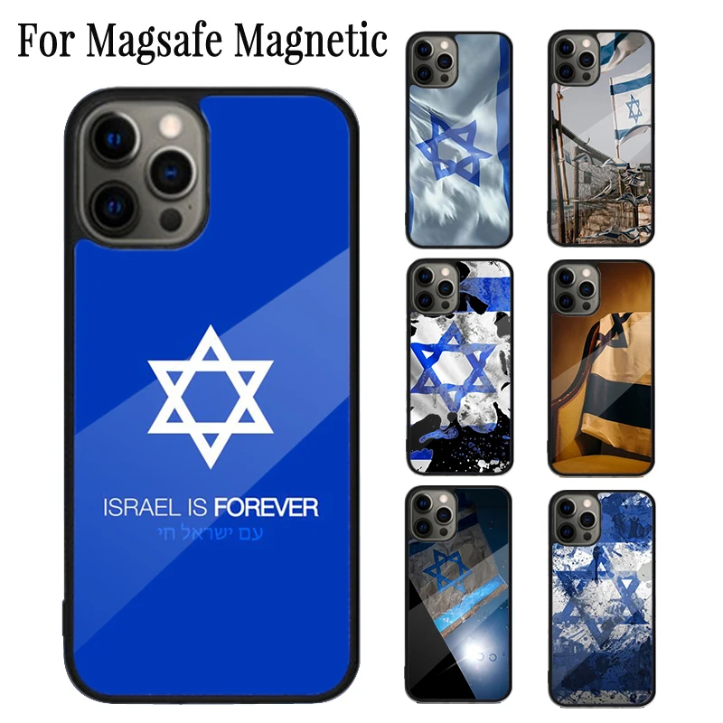 I-Israel Flag Emblem Magnetic Phone Case Coque For iPhone 16 15 14 Plus 13 12 Mini 11 Pro Max Magsafe Wireless Charging Cover