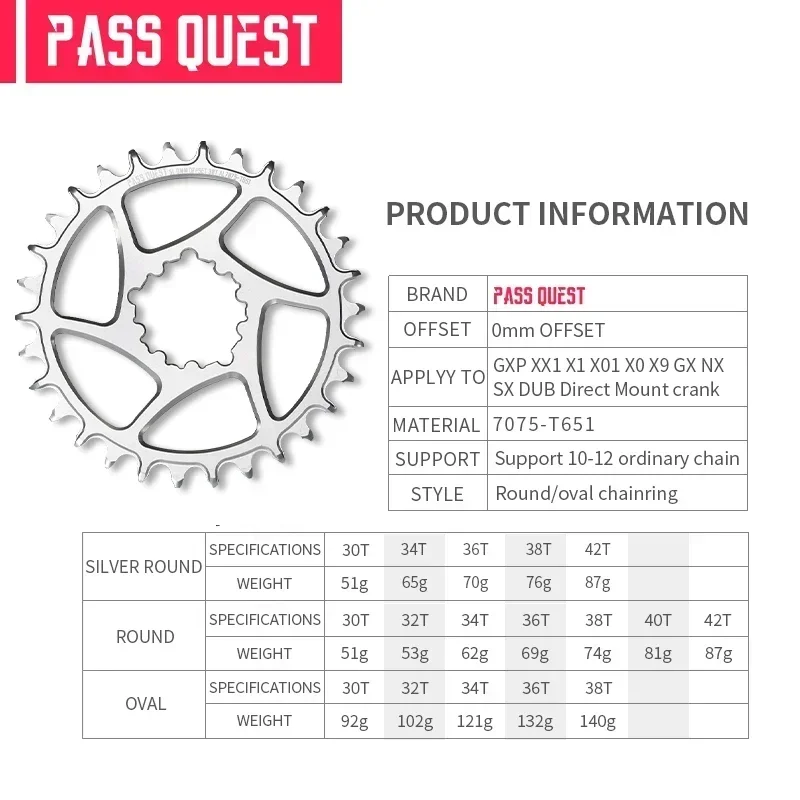 0mm Offset Chainring Wide Narrow Teeth Chainwheel For 28T 30T 32T 34T 36T 38T 40T 42T 44T 46T 48T for SRAM NX XX1 Eagle