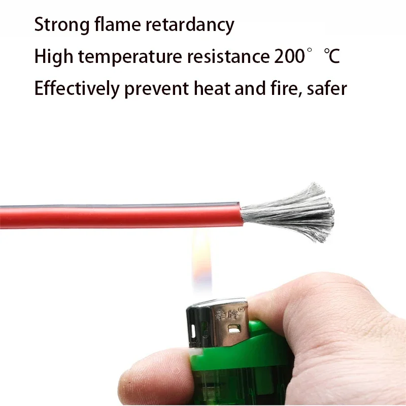 1/5/10M Superweiches Silikon-Doppeldrahtkabel 8-28AWG Rot Schwarz Hochtemperaturbeständig für RC-Modelle, LED-Beleuchtung und Geräte – Detail 2