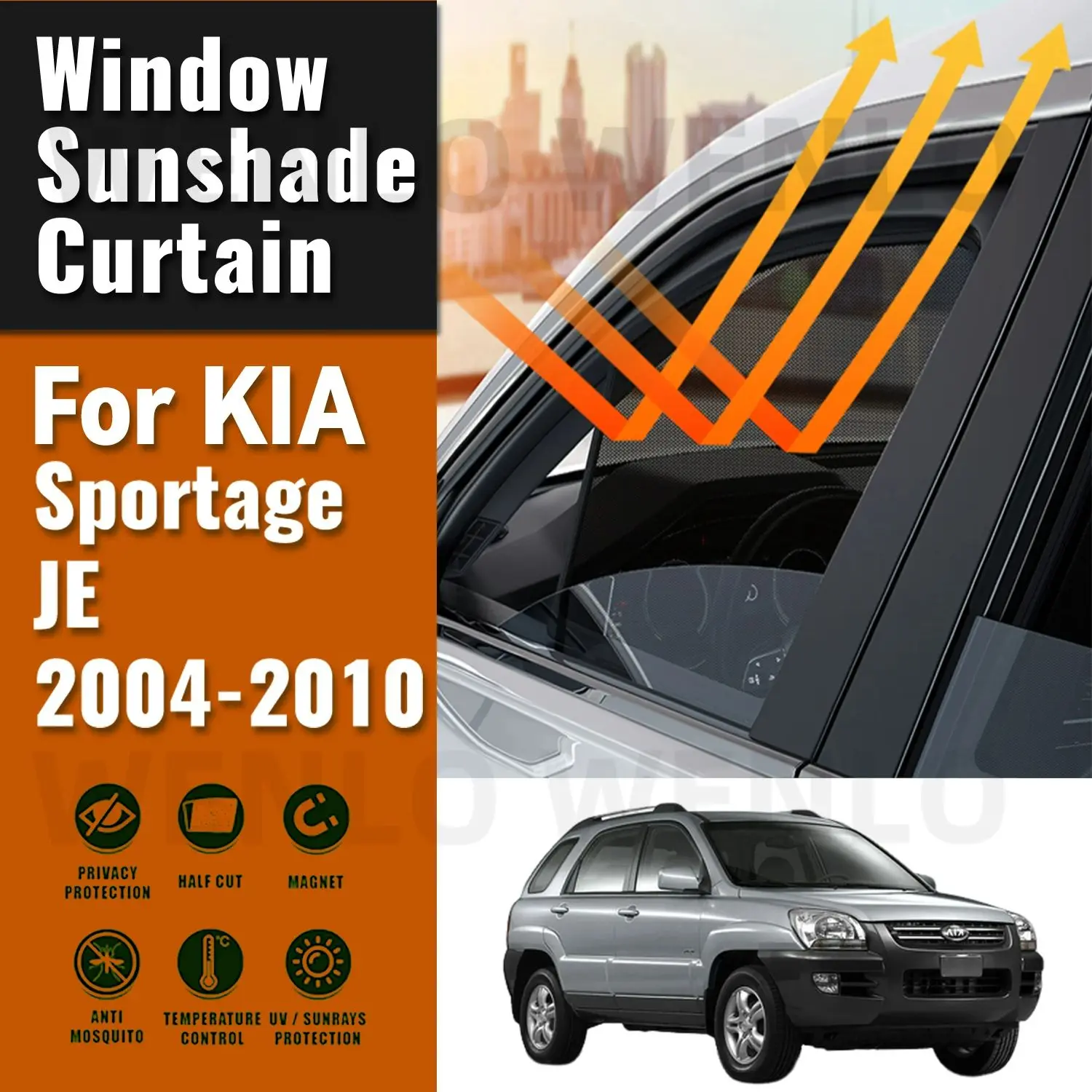 

For KIA Sportage JE 2004 2005 2006 2007 2008 2009 2010 Car Window Sunshade Magnetic Curtain Sun Shade Visor Net Mesh Protect Kid