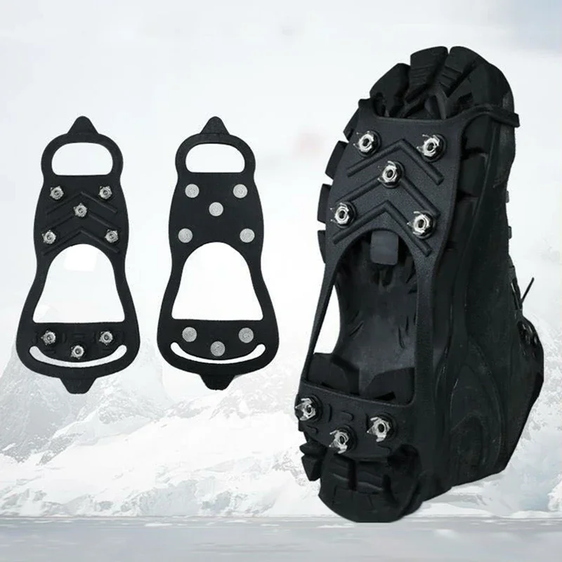 

1 Pair Snow Ice Gripper Walking Hiking Shoes Spikes Grips Cleats 8 Studs Anti-Skid Overshoes Crampons Safety Tools Winter