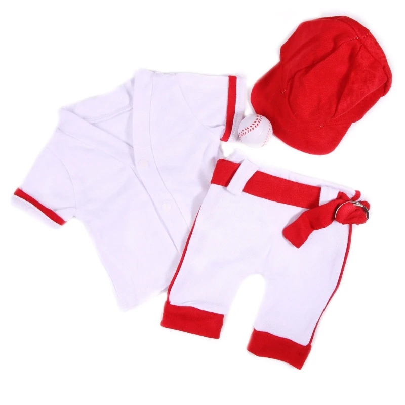 

Newborn Costume Hat & Shirt & Pants Infant Shower Photo Clothes Baseball Outfit