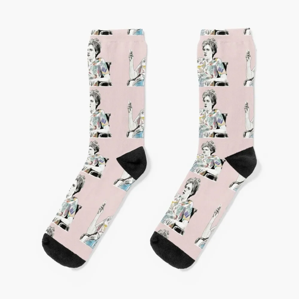 

MS. RAFFERTY/ KATE MCKINNON - Graphite & Acrylic Drawing Socks winter gifts designer Socks Women Men's