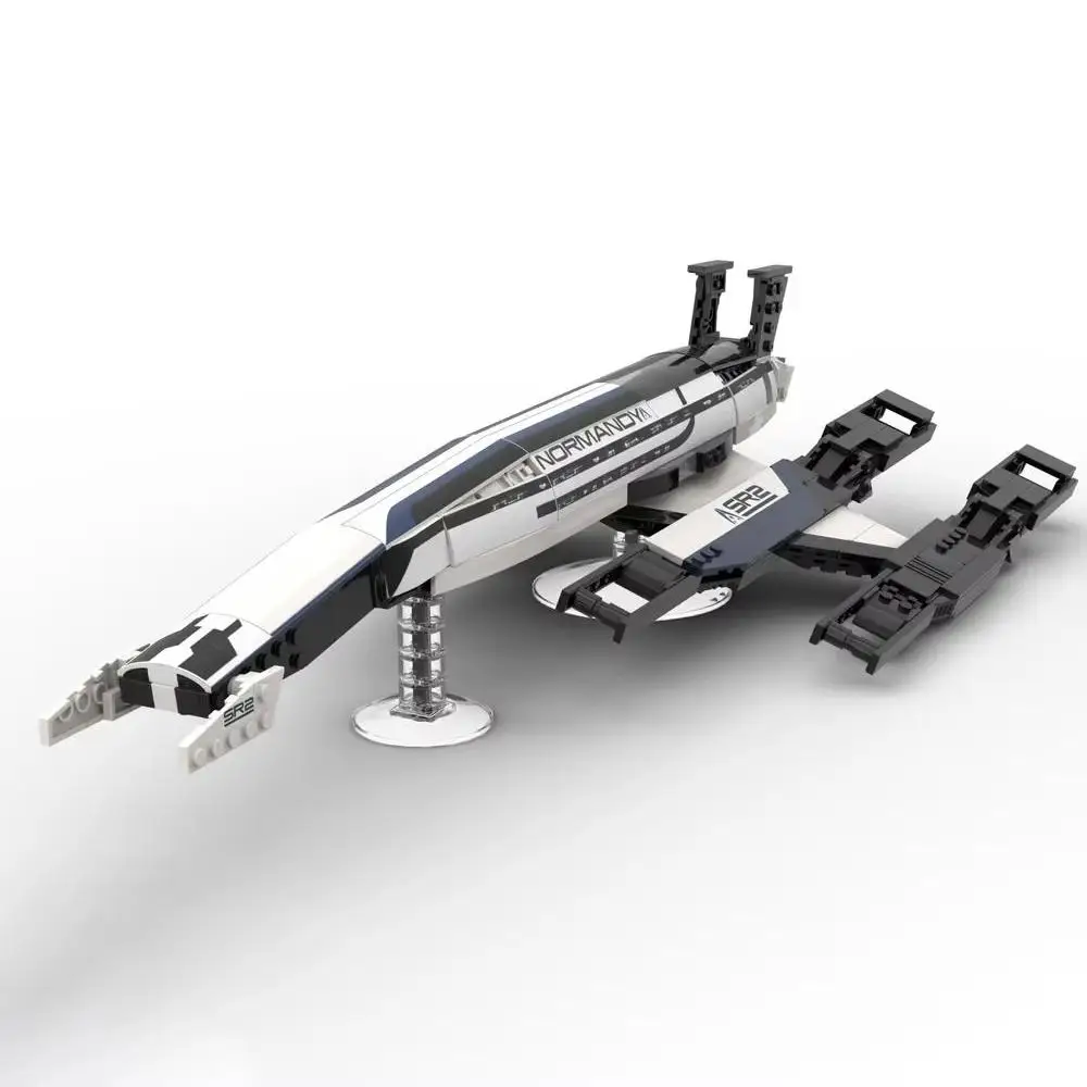 MOC Spaceship Model Normandy SR-2 Starship Building Blocks Set for Mass Effect Game Fighter DIY Model Toy Boy Birthday Gift