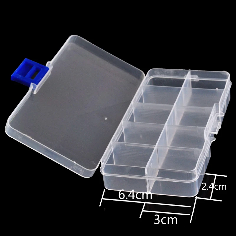 10 compartimentos de plástico transparente para almacenamiento de joyas, decoraciones artísticas para uñas, organizador portátil, cuentas de diamantes de imitación, accesorios para decoración de uñas