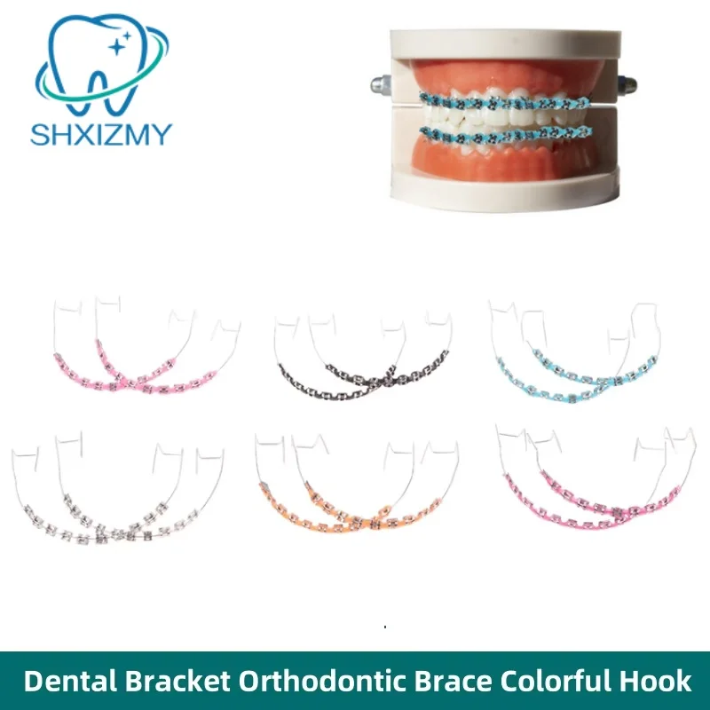 1 Pair Colorful Temporary Tooth Decoration With Metal Wires Metal Bracket And Orthodontic Ligature Ties Dental Decorations