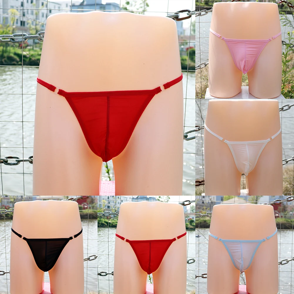 

Mens Sexy Brazilian Underwear T-Back Thin Ice Silk T-Pants Intimates Panties Low Waist Hot Women's Panties Erotic Solid Thongs