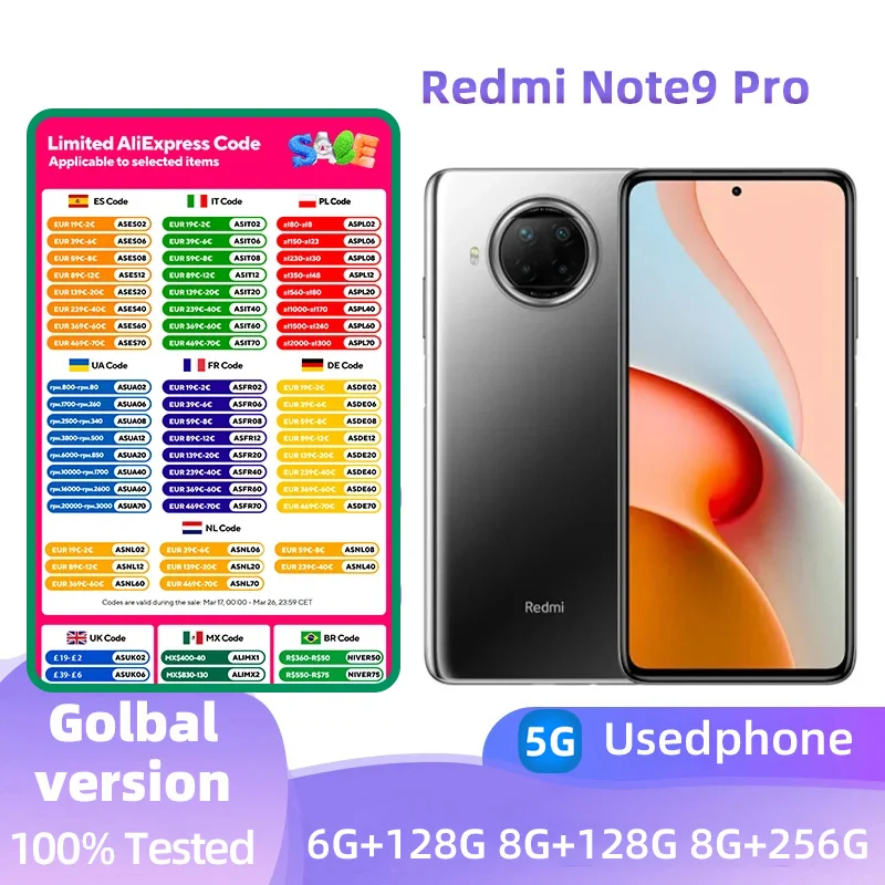 Xiaomi Redmi Note 8Pro 4G Android 6.53-inch RAM 6G ROM 128G MediaTek Helio G90T Used phone