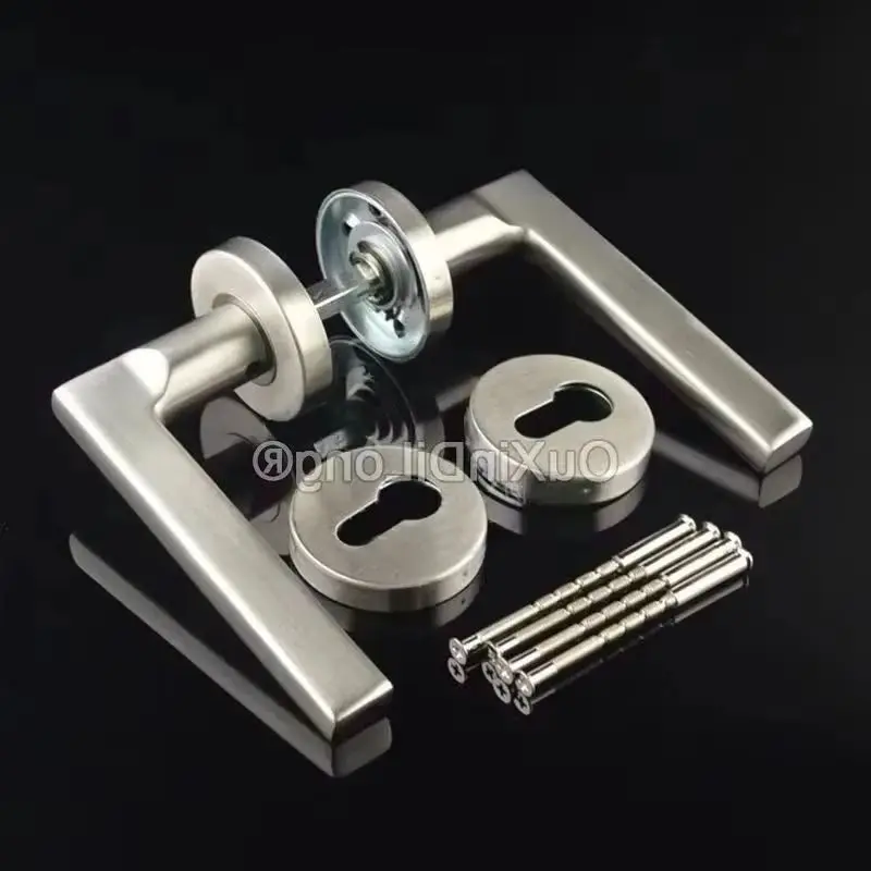 

HOT 1Pair 304 Stainless Steel Door Handles Hotal/Office/Hospital Passage Door Handles Fire-proof Door Handles Split Lock Handles
