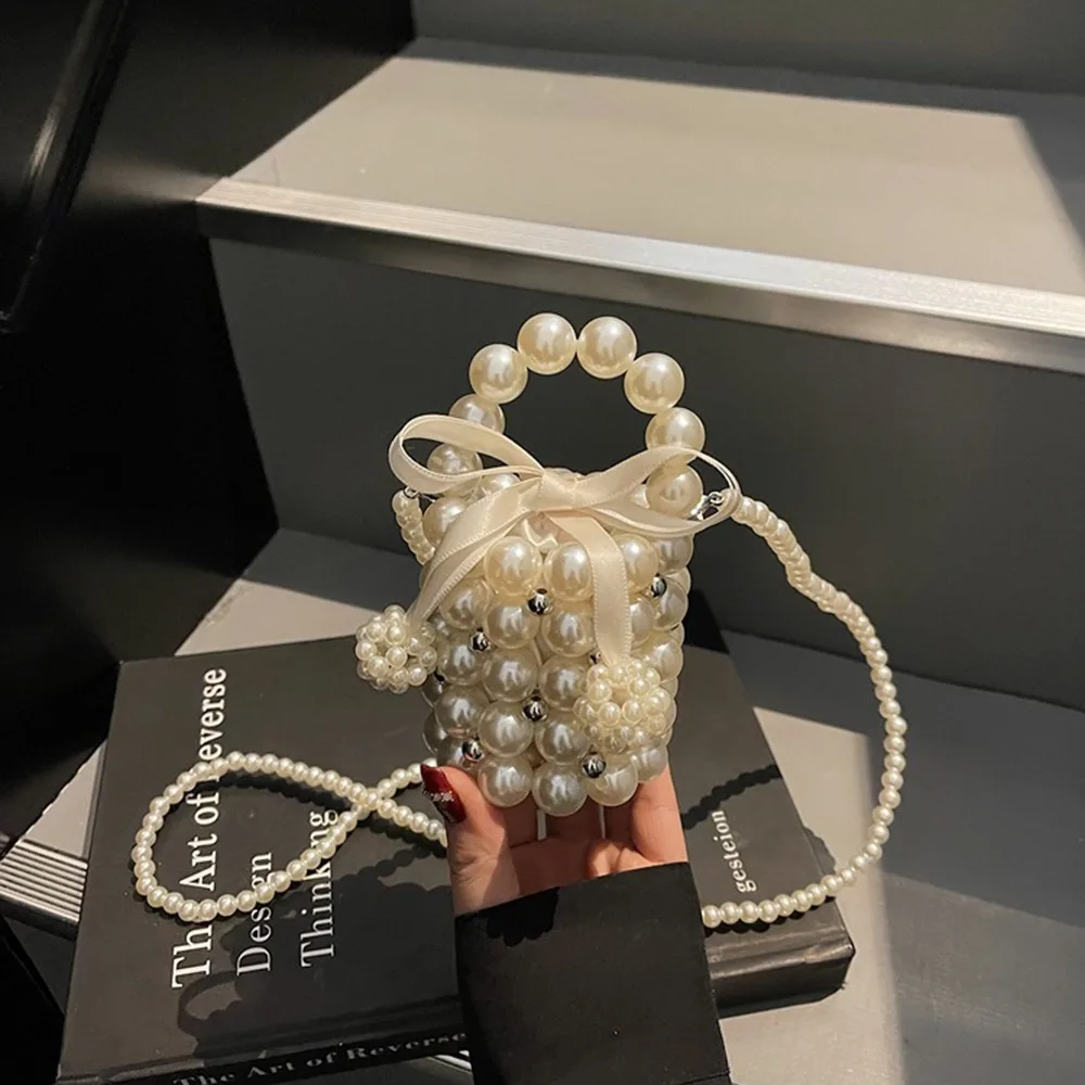 حقيبة يد فاخرة مطرزة باللؤلؤ سلسلة قابلة للفصل حقيبة صغيرة منسوجة تحت الإبط أنيقة بوهيميا حقيبة كتف صغيرة للتخزين فتاة #2