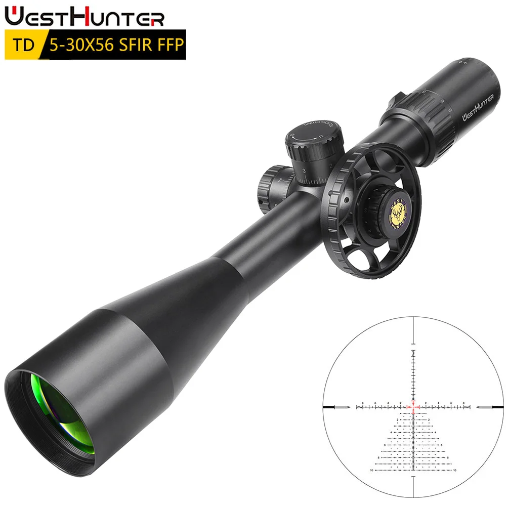 

WESTHUNTER TD 5-30X56 SFIR FFP Scope 34mm Tube First Focal Plane Hunting Riflescope Tactical Optical Sight with Zero Stop .308