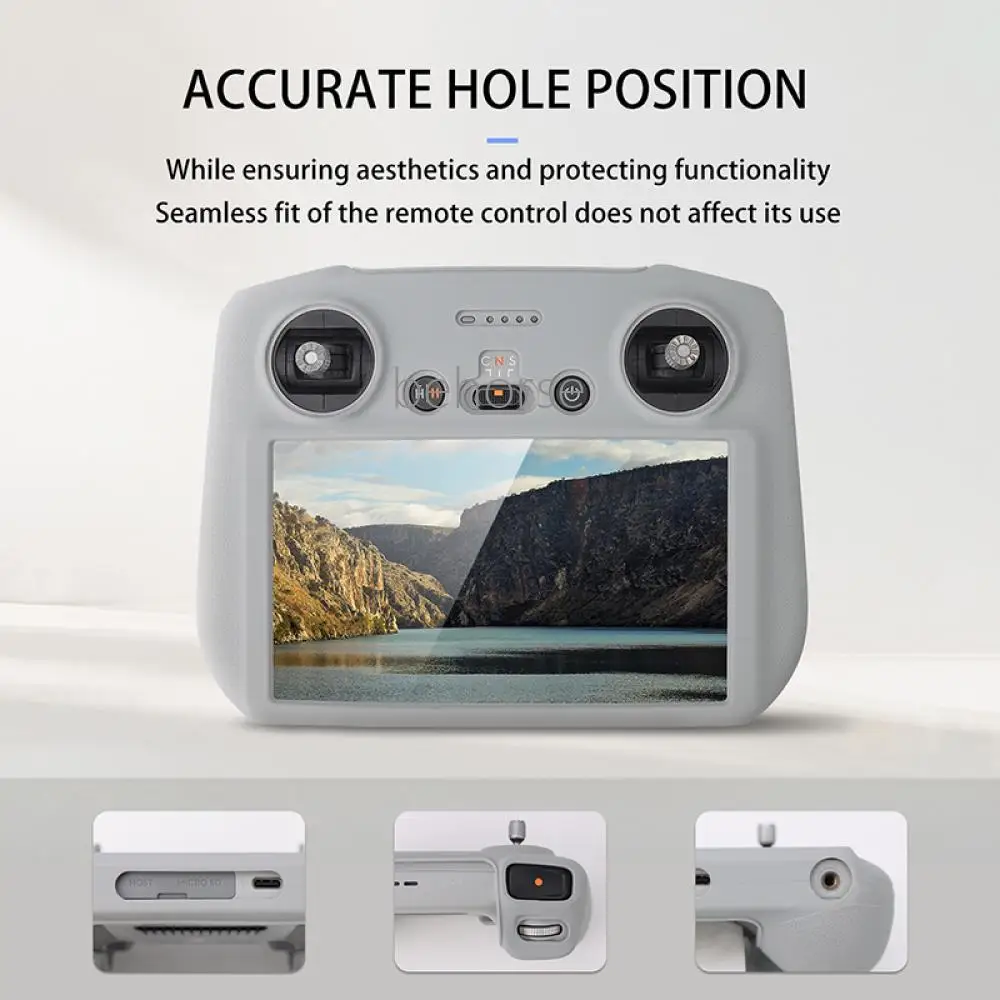 جهاز تحكم عن بعد RC/RC2 مع شاشة حافظة من السيليكون باللون الرمادي لـ DJI Flip/Neo/Mavic 3Pro/Air 3S حافظة واقية للتحكم عن بعد