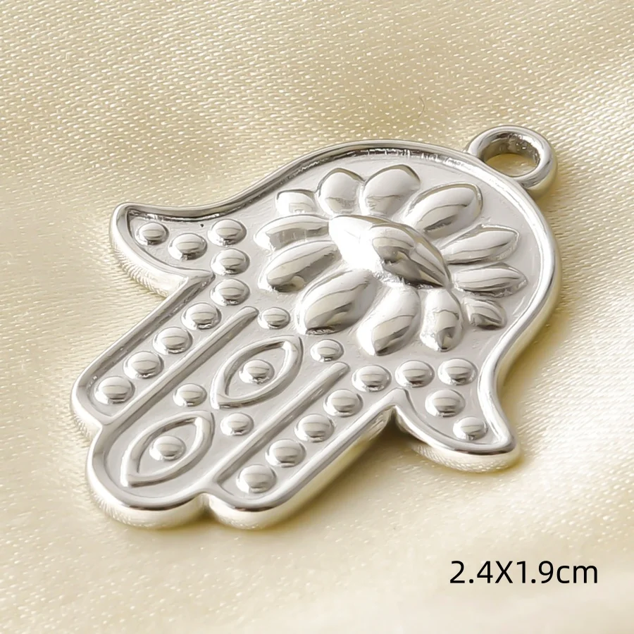 Ethnische Buddha-Kopf- und Fatima-Hand-Anhänger, Blumenbaum-Metall-Edelstahl-Charms für die Schmuckherstellung, Armbänder, Schlüsselanhänger, DIY-Anhänger – Detail 7