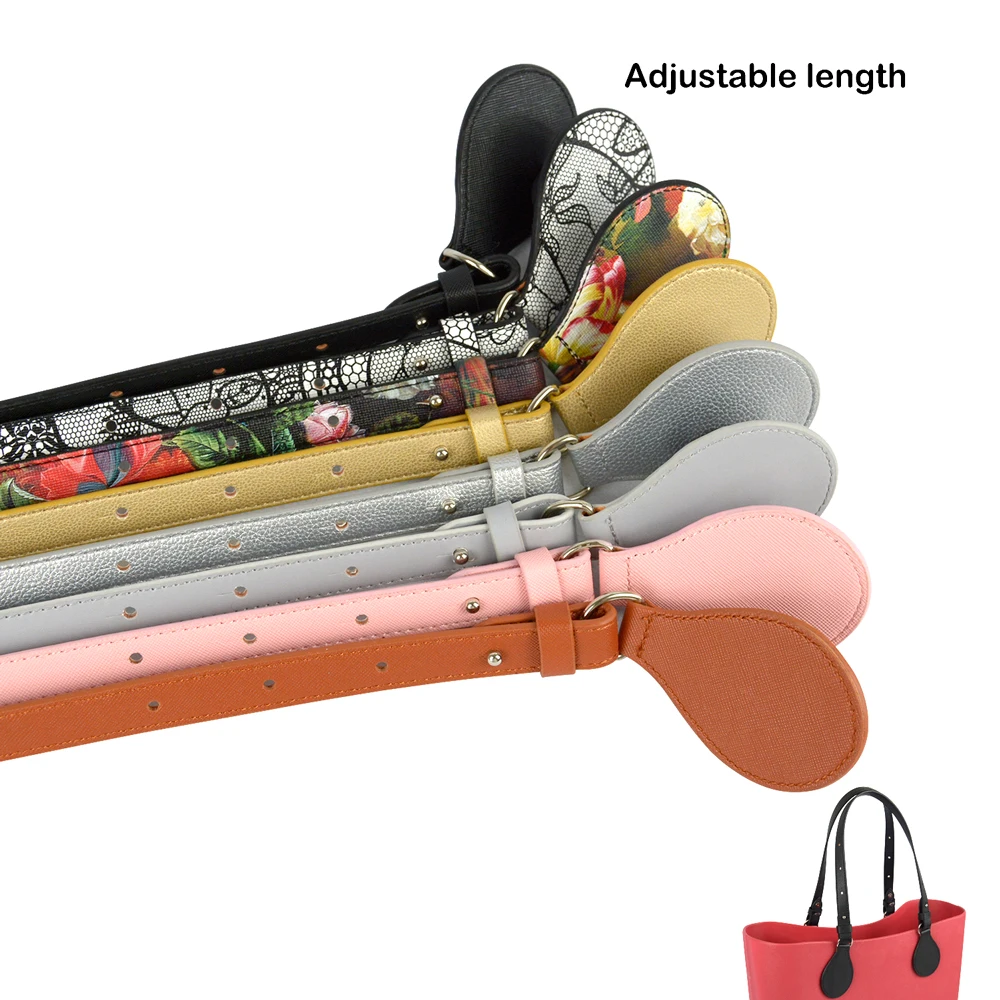 New 1 Pair Bidirectional Adjustable Length Flat Leather Belt Handles for Obag O bag Shoulder Straps Replacements