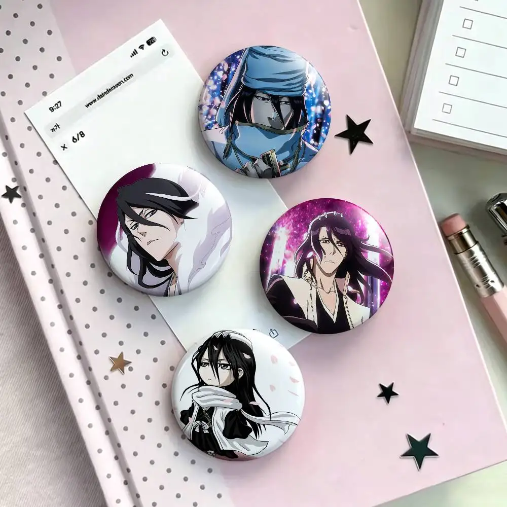 B-Bleach Anime K-Kuchiki Byakuya Laser Badge Applicable For Backpack Clothes Hats Decor Creative Accessories