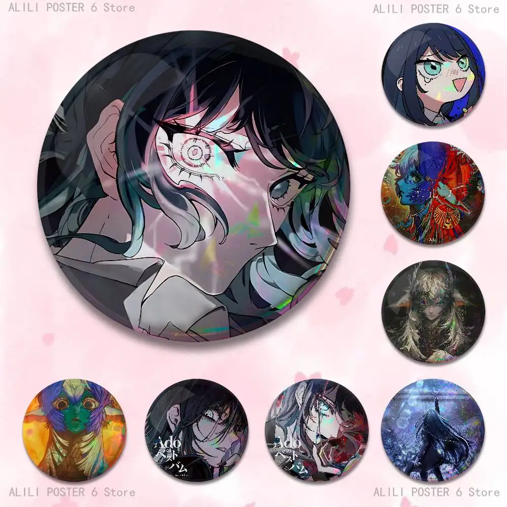 A-Ado Elf Hibana World Tour Badges 25 32 44 58 75 mm Round Cosplay Pin Bag Decor Fans Collect Friends Gifts Brooch Souvenir