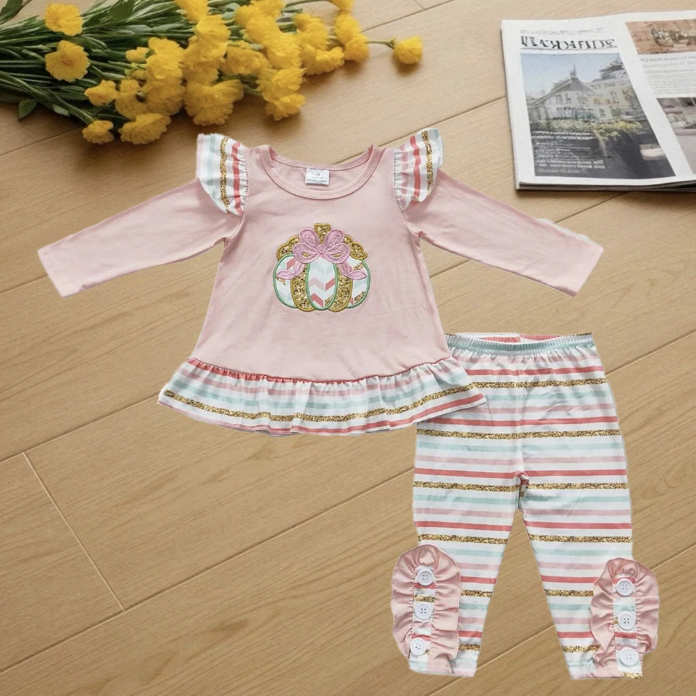 

9.19 Kids Winter Clothes For Girls Baby Girls Pink Pumpkin Pants Clothes Sets
