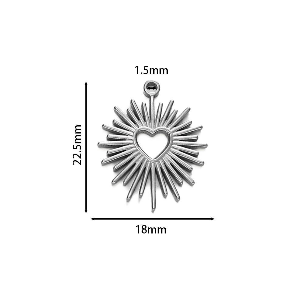 1Pcs/Lot 18*22.5mm Stainless Steel Thorn Heart Shape Charms Pendants for Earrings Necklace DIY Jewelry Making Accessories